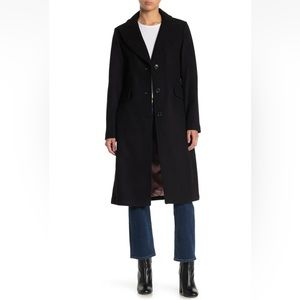 Kate Spade Black Wool Blend Notch Collar Coat Size Small $450